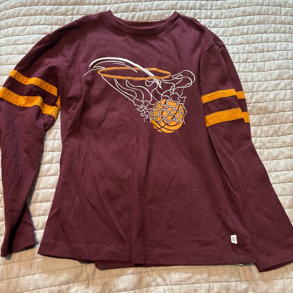 NWOT GAP Maroon Basketball Long Sleeve Shirt
